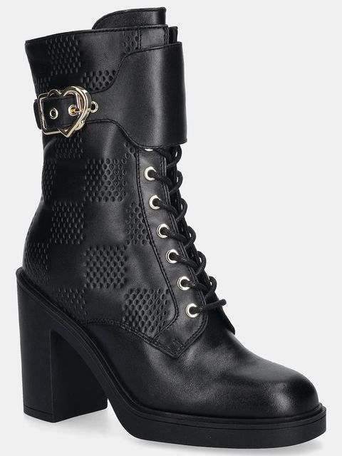 Love Moschino botki skórzane damskie kolor czarny na słupku JA2435AG0NIA0000 - zdjęcie produktu nr 1