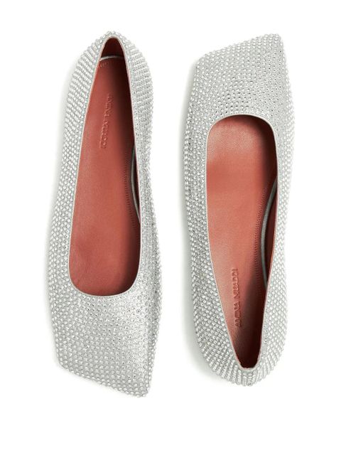 Amina Muaddi Ane crystal-embellished ballerina shoes - Silver