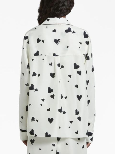 Marni Bunch of Hearts silk pajama shirt - White