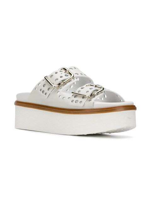 Tod's perforated buckled platform sandals - White - zdjęcie produktu nr 2