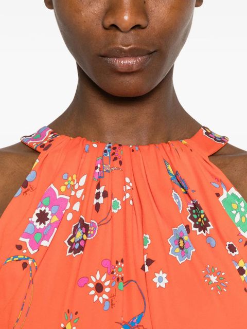 PUCCI floral-print halterneck maxi dress - Orange