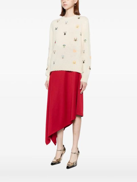 LOEWE animal-embroidered jumper - Neutrals