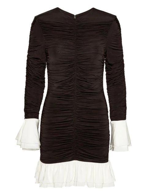 ROTATE BIRGER CHRISTENSEN ruched long-sleeved mini dress - Brown