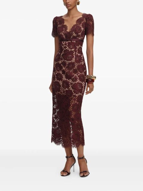Self-Portrait floral lace midi dress - Red - zdjęcie produktu nr 2