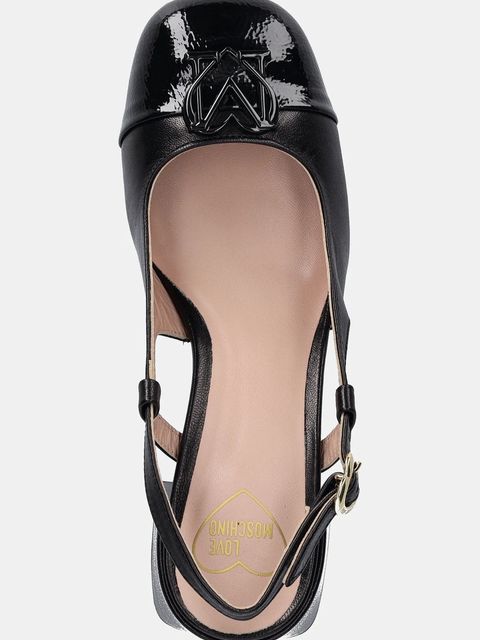 Love Moschino czółenka skórzane kolor czarny na słupku z odkrytą piętą JA10117G1MIE300A