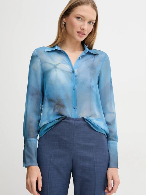 Sandro Ferrone koszula damska kolor niebieski regular z kołnierzykiem klasycznym S32XBEMACEY - zdjęcie produktu nr 1