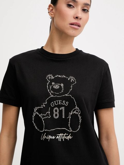 Guess t-shirt bawełniany damski kolor czarny V5BI16 K8FQ4