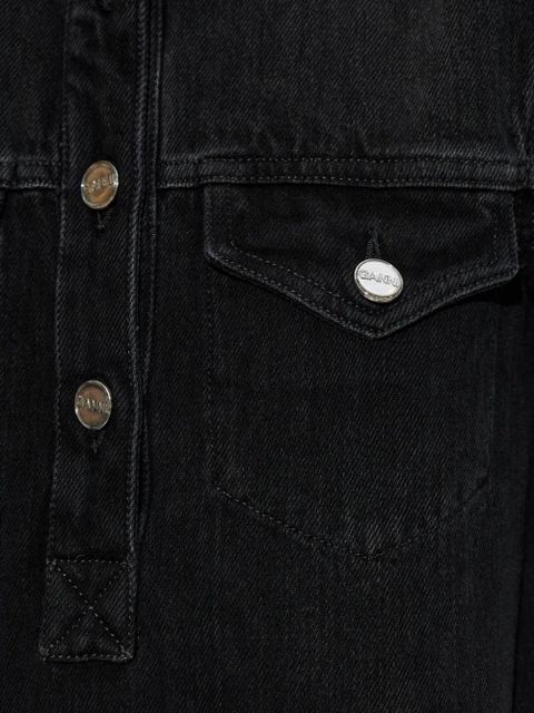 GANNI short-sleeved denim dress - Black