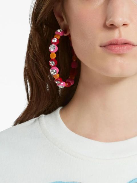 Marni rhinestone-embellished hoop earrings - Pink