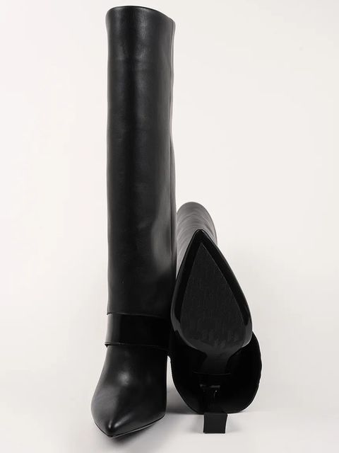 Karl Lagerfeld kozaki skórzane DEBUTANTE damskie kolor czarny na szpilce KL32081 - zdjęcie produktu nr 2