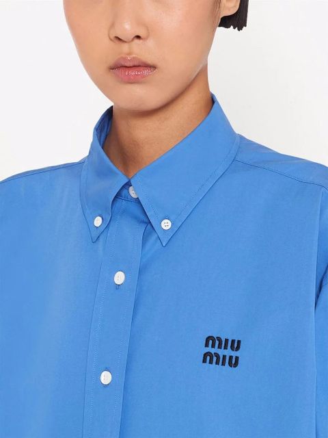 Miu Miu oversized cotton poplin shirt - Blue