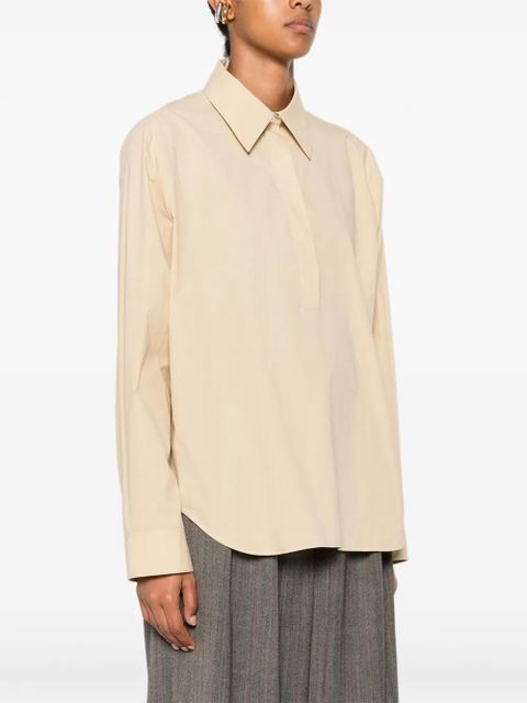 The Row Margan long-sleeve curved hem shirt - Neutrals