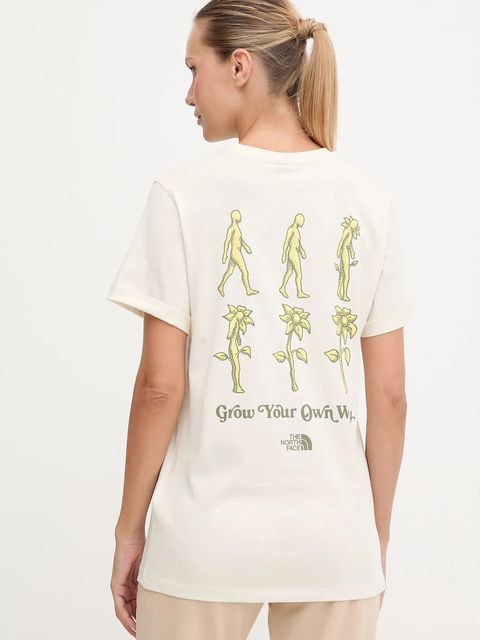 The North Face t-shirt bawełniany Connect Relaxed damski kolor beżowy NF0A8E41QLI1 - zdjęcie produktu nr 1