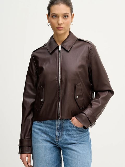 Calvin Klein Jeans kurtka kolor brązowy przejściowa LV047E501G - zdjęcie produktu nr 1