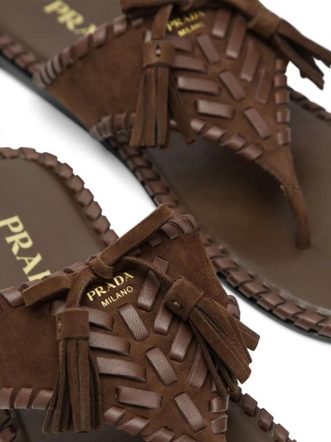 Prada suede flat sandals - Brown