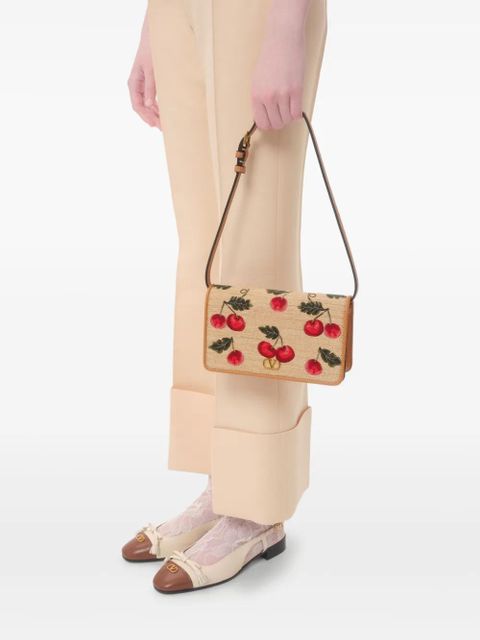Valentino Garavani mini VLogo Signature Cherryfic-print shoulder bag - Neutrals