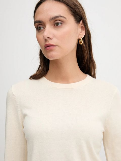 Barbour sweter z wełną CARLBY damski kolor beżowy lekki LKN1686