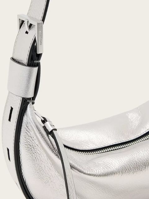 AllSaints torebka skórzana HALF kolor srebrny W393XC - zdjęcie produktu nr 2