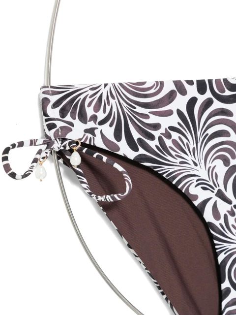 TWINSET botanical-print side-tie bikini bottoms - White
