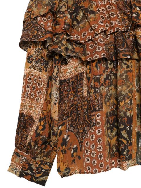 Ba&Sh floral-pattern ruffled-detail blouse - Brown