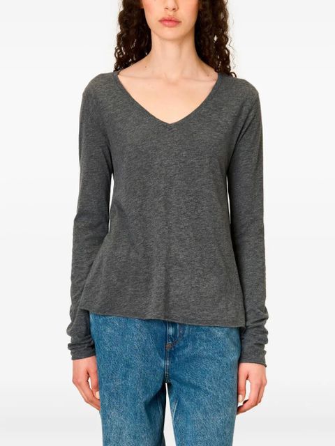 American Vintage Jacksonville v-neck long-sleeved top - Grey