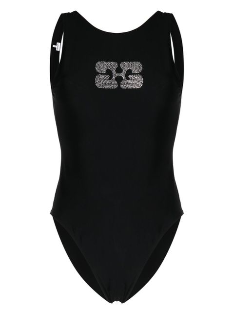 GANNI Diamanté embellished swimsuit - Black
