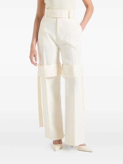 Manière De Voir Isabelle belted strap-detail tailored trousers - Neutrals - zdjęcie produktu nr 1