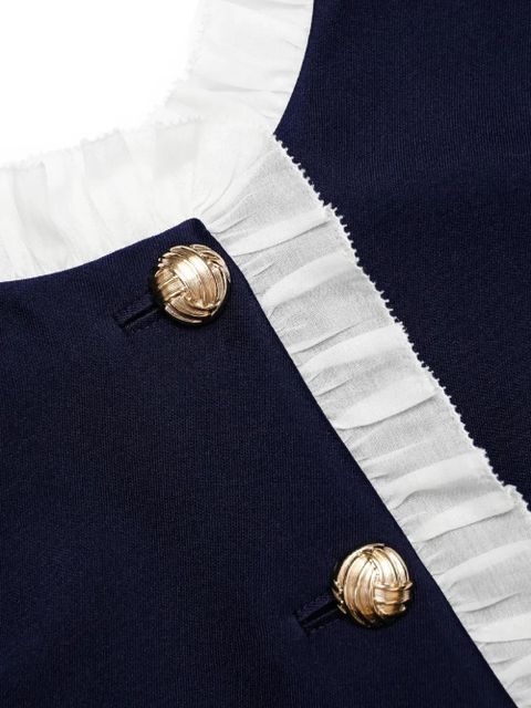 Self-Portrait ruffled button midi dress - Blue