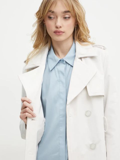 Guess trencz damski kolor beżowy przejściowy W5RL14 WGWD2