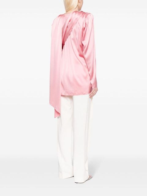 Magda Butrym long-sleeve draped silk blouse - Pink