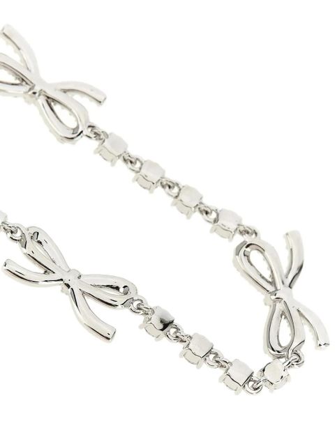 Self-Portrait crystal-bow necklace - Silver