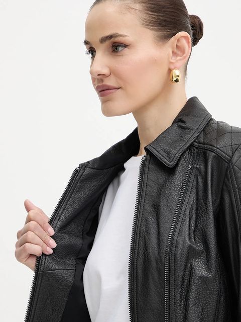 Armani Exchange kurtka skórzana kolor czarny przejściowa XW000654 AF16212