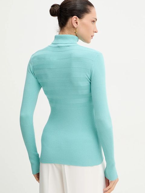 Morgan sweter MENTOS.M damski kolor turkusowy z golfem MENTOS.M