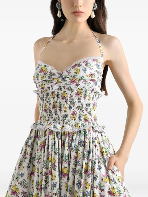 Dolce & Gabbana floral ruffled maxi dress - White