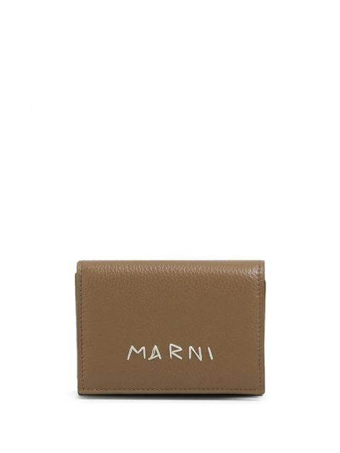 Marni logo-embroidered leather wallet - Brown - zdjęcie produktu nr 1