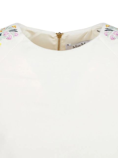 Max Mara Leva floral-embroidery raglan-sleeve mini dress - White