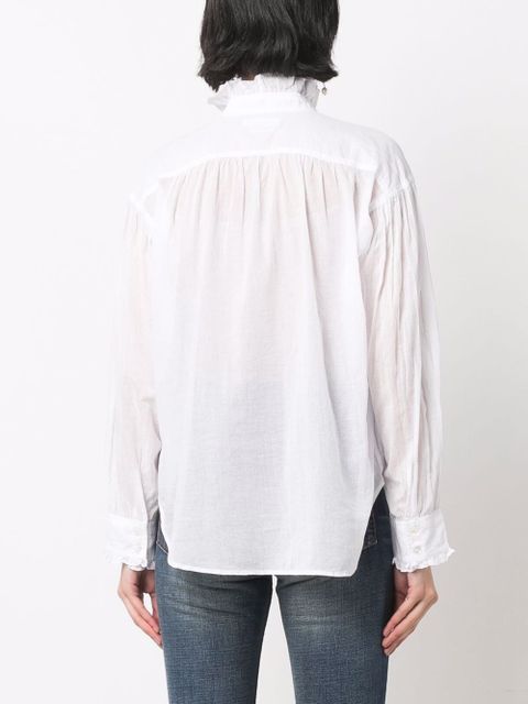 MARANT ÉTOILE ruffled high-neck blouse - White