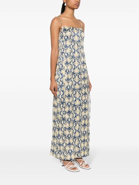 GANNI snake-print maxi dress - Neutrals