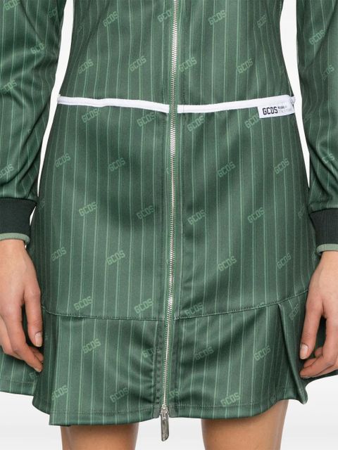 GCDS pinstriped zip-up mini dress - Green