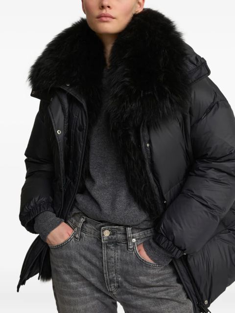 Yves Salomon lambswool-trim puffer jacket - Black - zdjęcie produktu nr 2