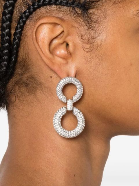 Self-Portrait double-circle embellished earrings - Silver