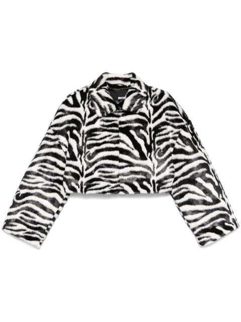 ROTATE BIRGER CHRISTENSEN zebra-print faux-fur jacket - Black