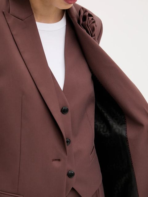 HUGO marynarka kolor brązowy jednorzędowa gładka 50544133