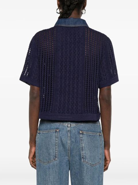 SANDRO openwork collared shirt - Blue