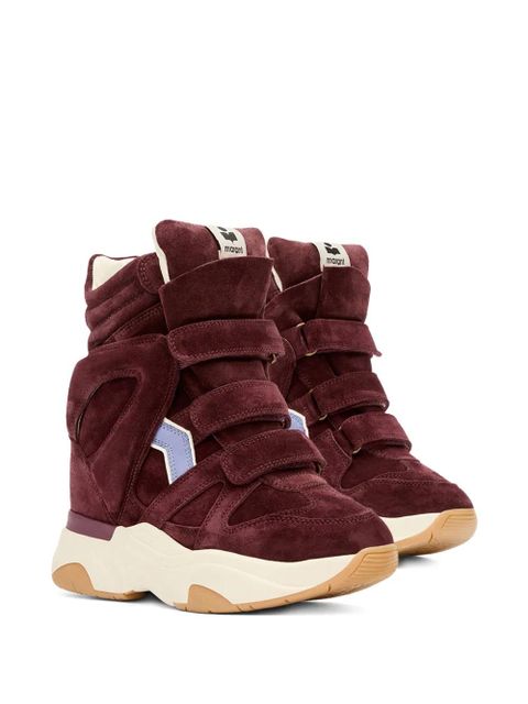 ISABEL MARANT Balskee suede panelled wedge sneakers - Red - zdjęcie produktu nr 2