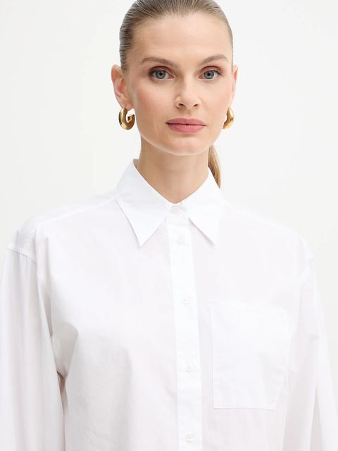 BOSS Orange koszula bawełniana damska kolor biały regular z kołnierzykiem klasycznym 50548402