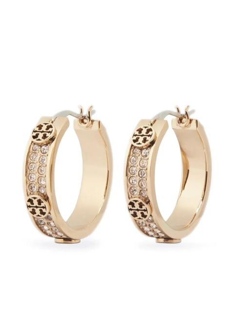 Tory Burch pavé hoop earrings - Gold - zdjęcie produktu nr 1