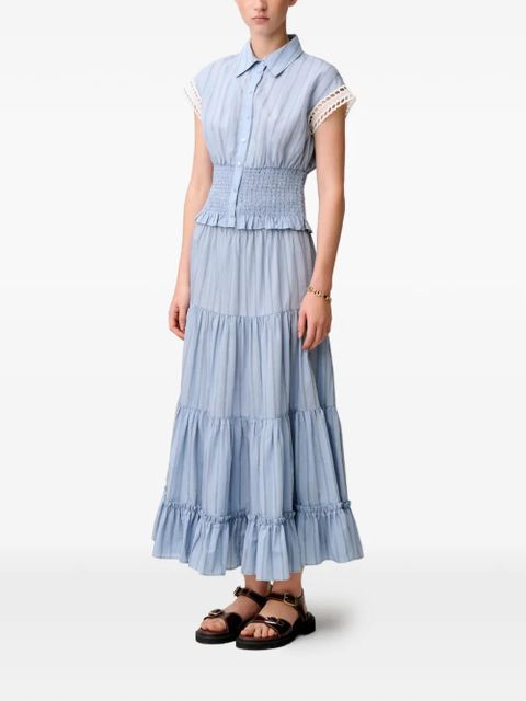 Claudie Pierlot stripe-pattern smocked-waist shirt - Blue