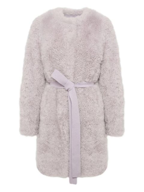 Yves Salomon belted-waist coat - Purple - zdjęcie produktu nr 1