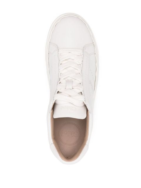 Chloé Lauren lace-up leather sneakers - White